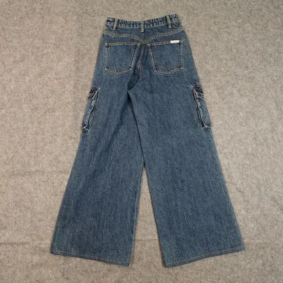 Self-Portrait Jeans Womens 26x32 (Actual 26x28)‎ Baggy Wide Leg Cargo High Rise